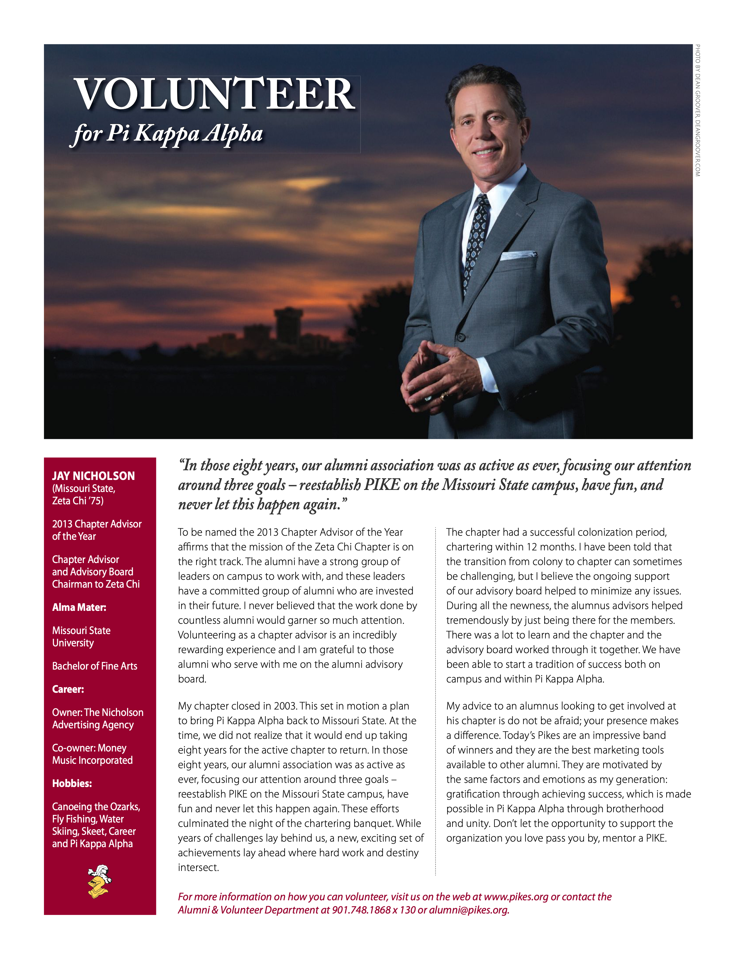 Volunteer for Pi Kappa Alpha, Autumn 2013